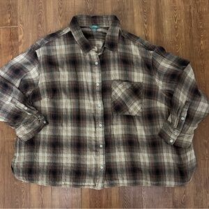 Women’s Long Sleeve Button Down Shirt by Terra & Sky - Size 3X- Brown/Tan/ Black